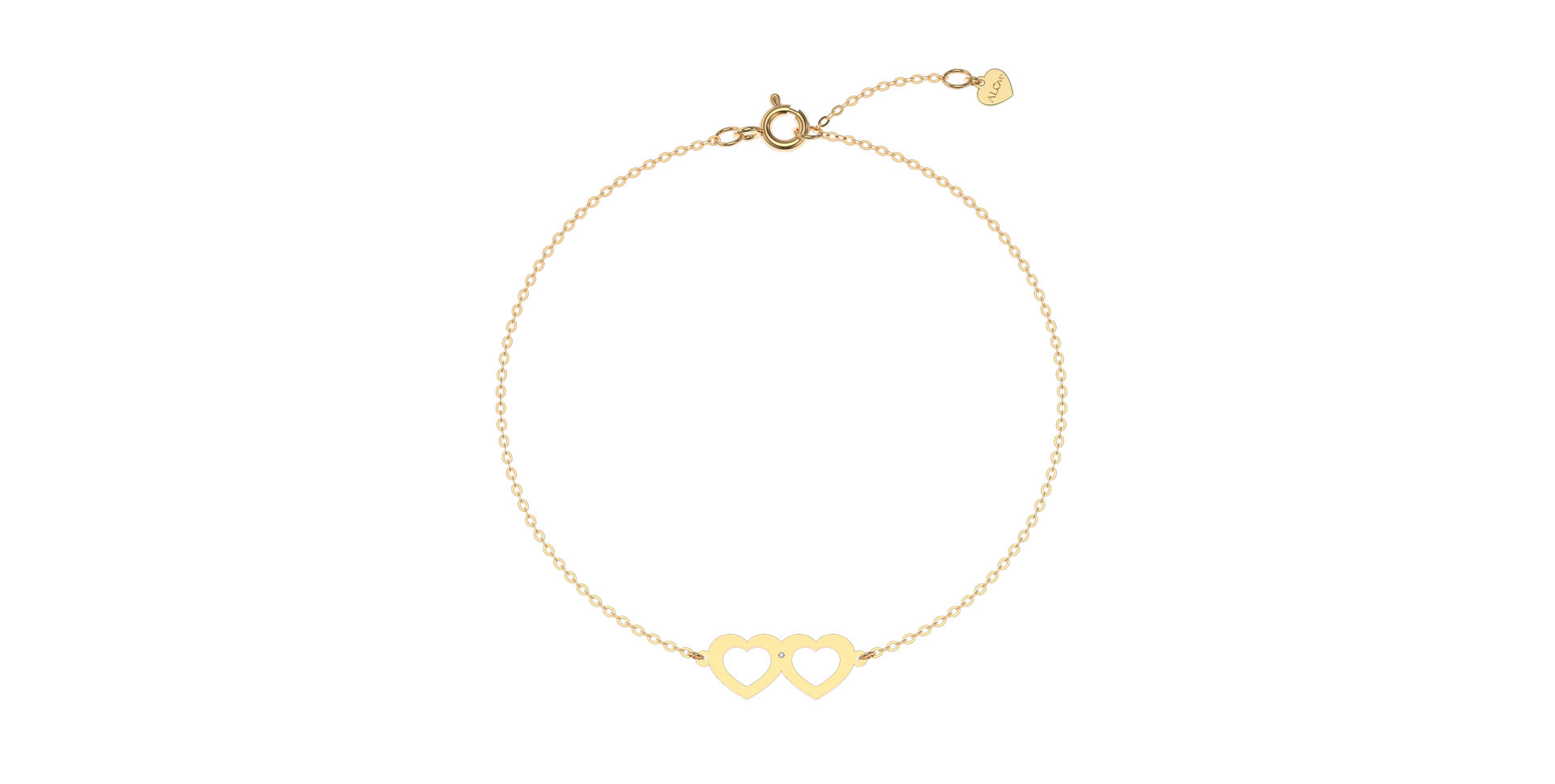 Náramok s diamantom Two Hearts