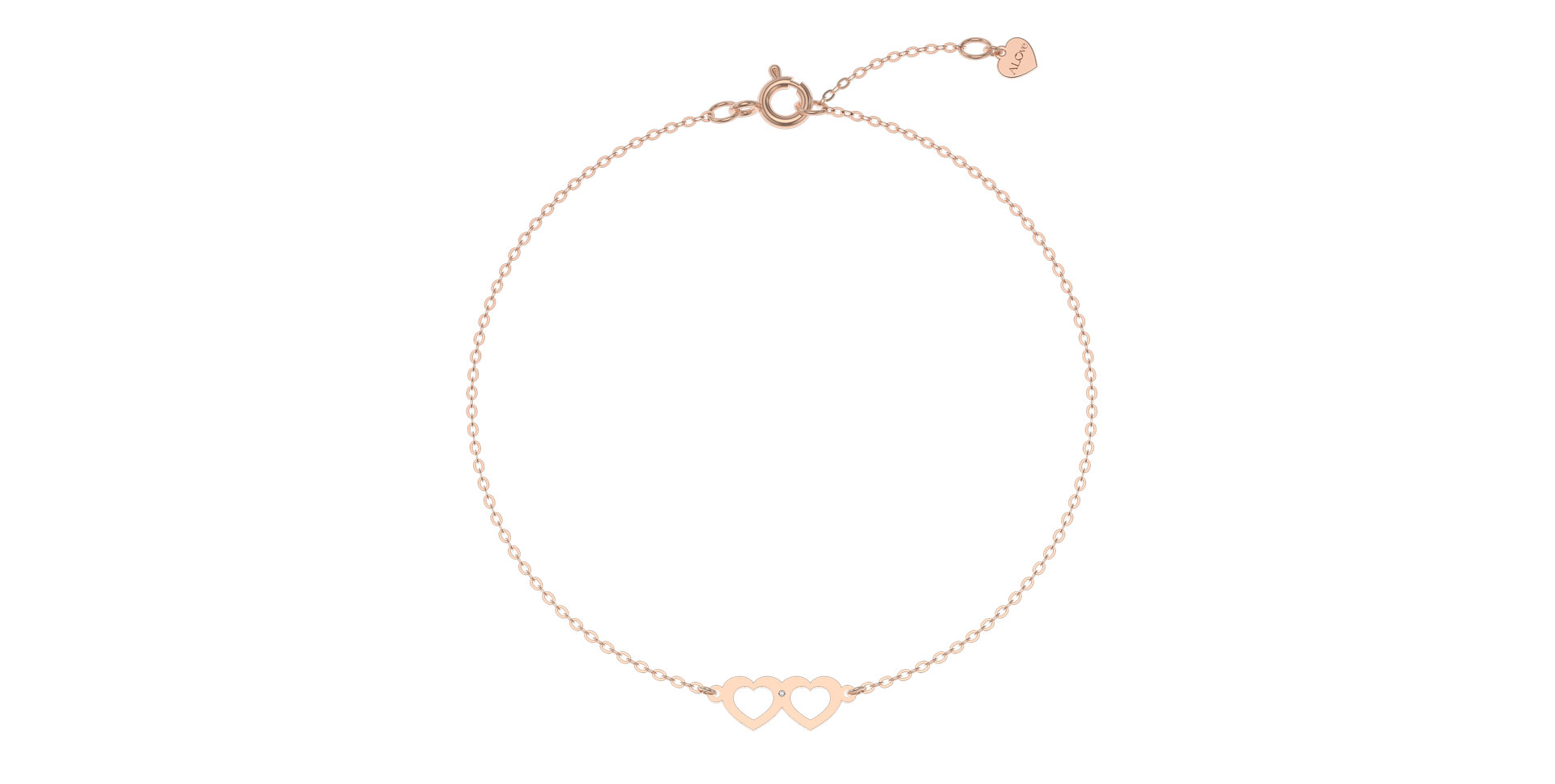 Náramok s diamantom Two Hearts
