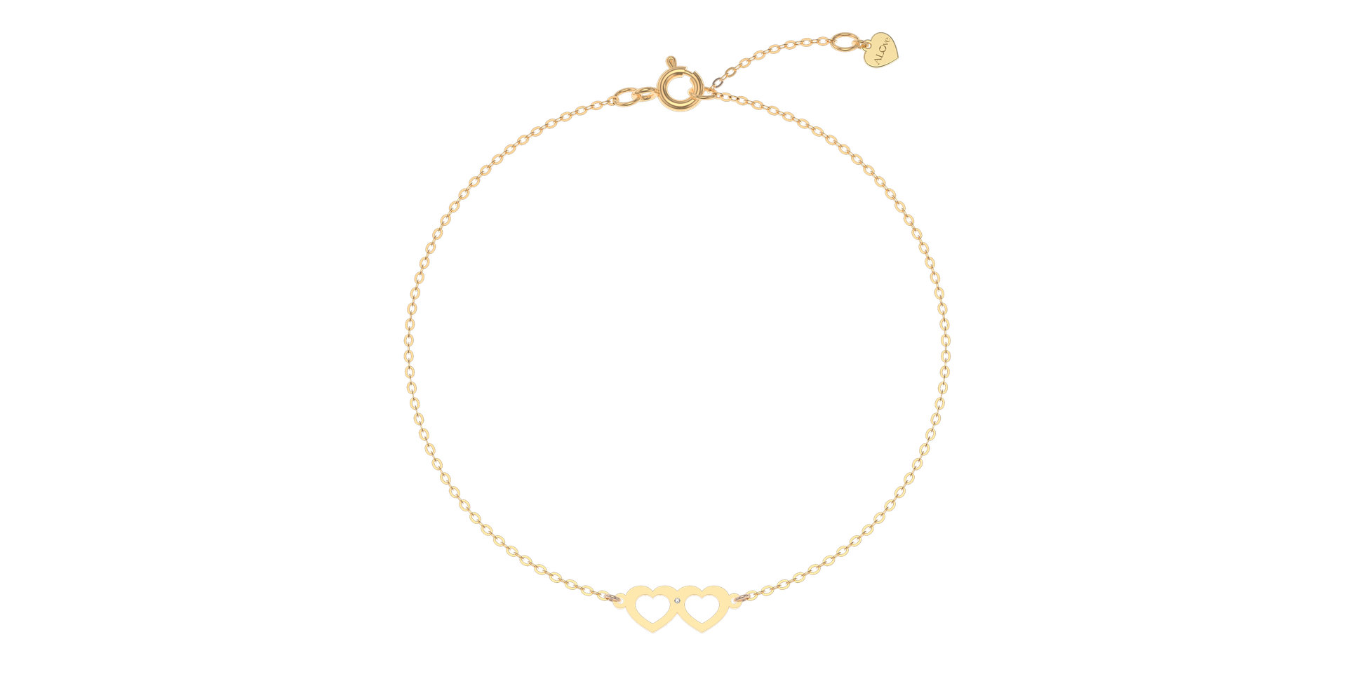 Náramok s diamantom Two Hearts