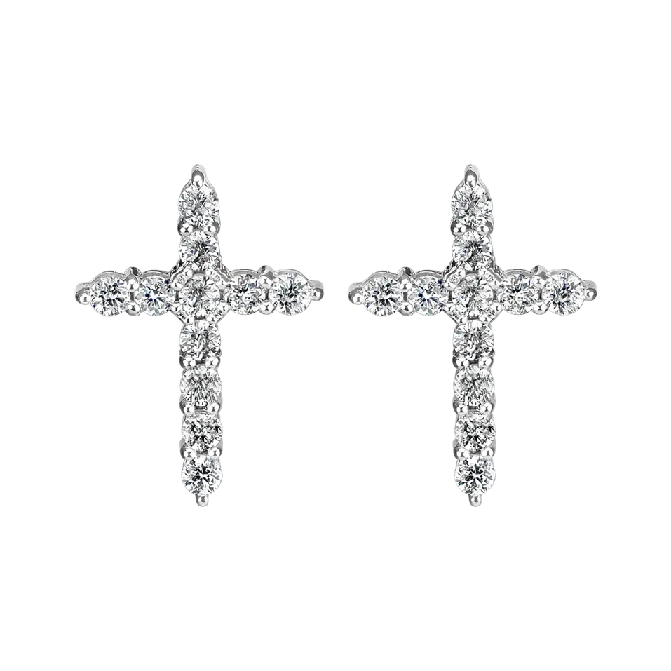 Náušnice s diamantmi Glittering Cross