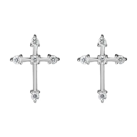 Náušnice s diamantmi Shiny Cross