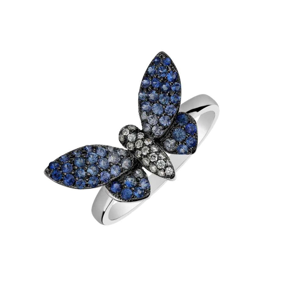 Prsteň s diamantmi a zafírmi Shiny Wings