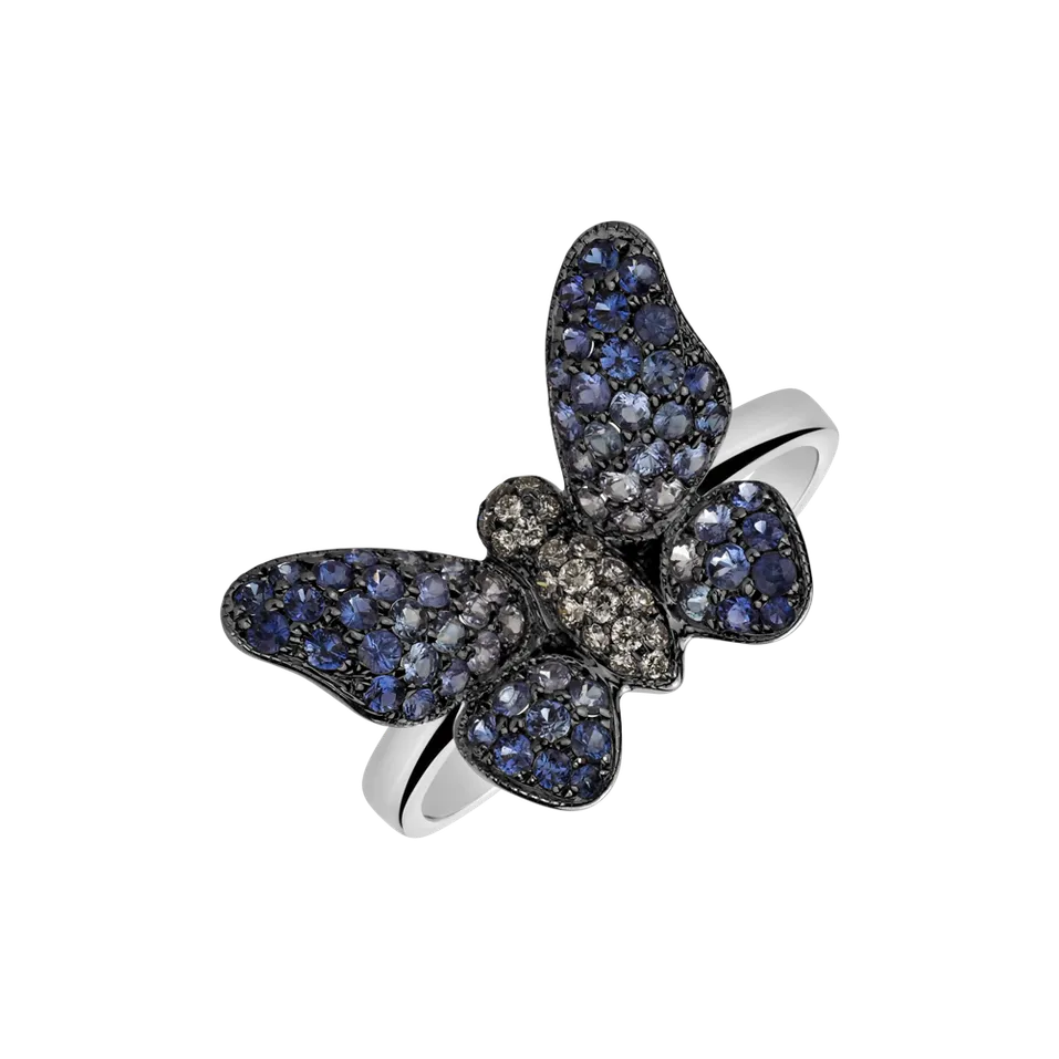 Prsteň s diamantmi a zafírmi Glamorous Butterfly