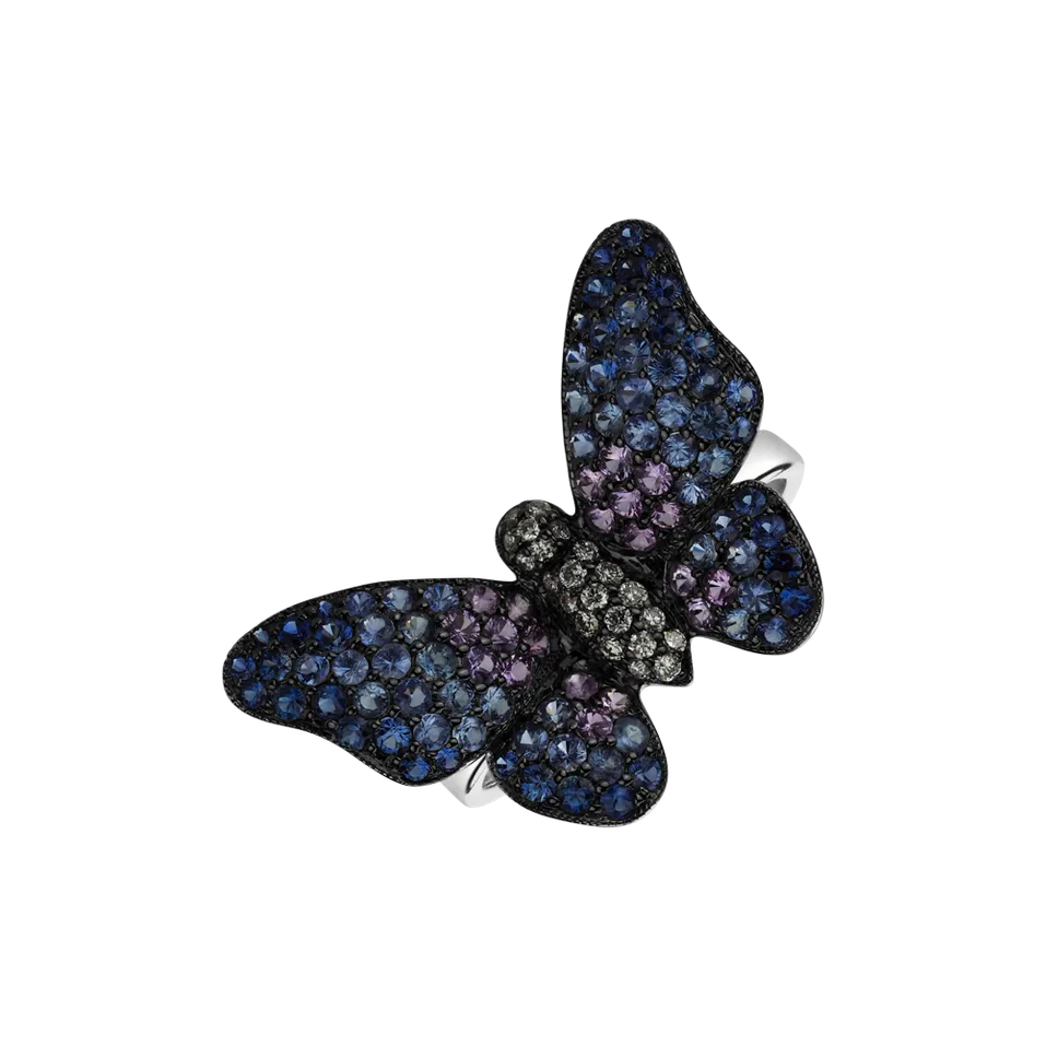 Prsteň s diamantmi a zafírmi Splendid Butterfly