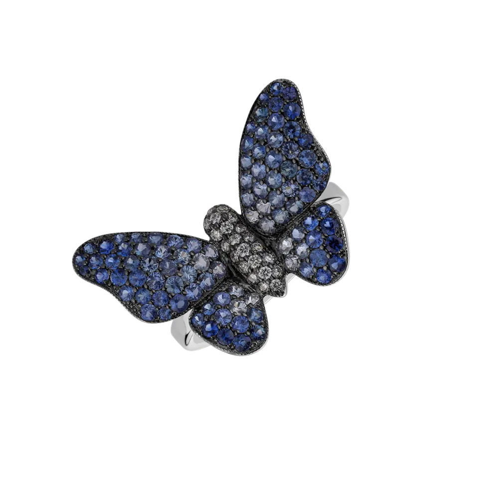 Prsteň s diamantmi a zafírmi Splendid Butterfly