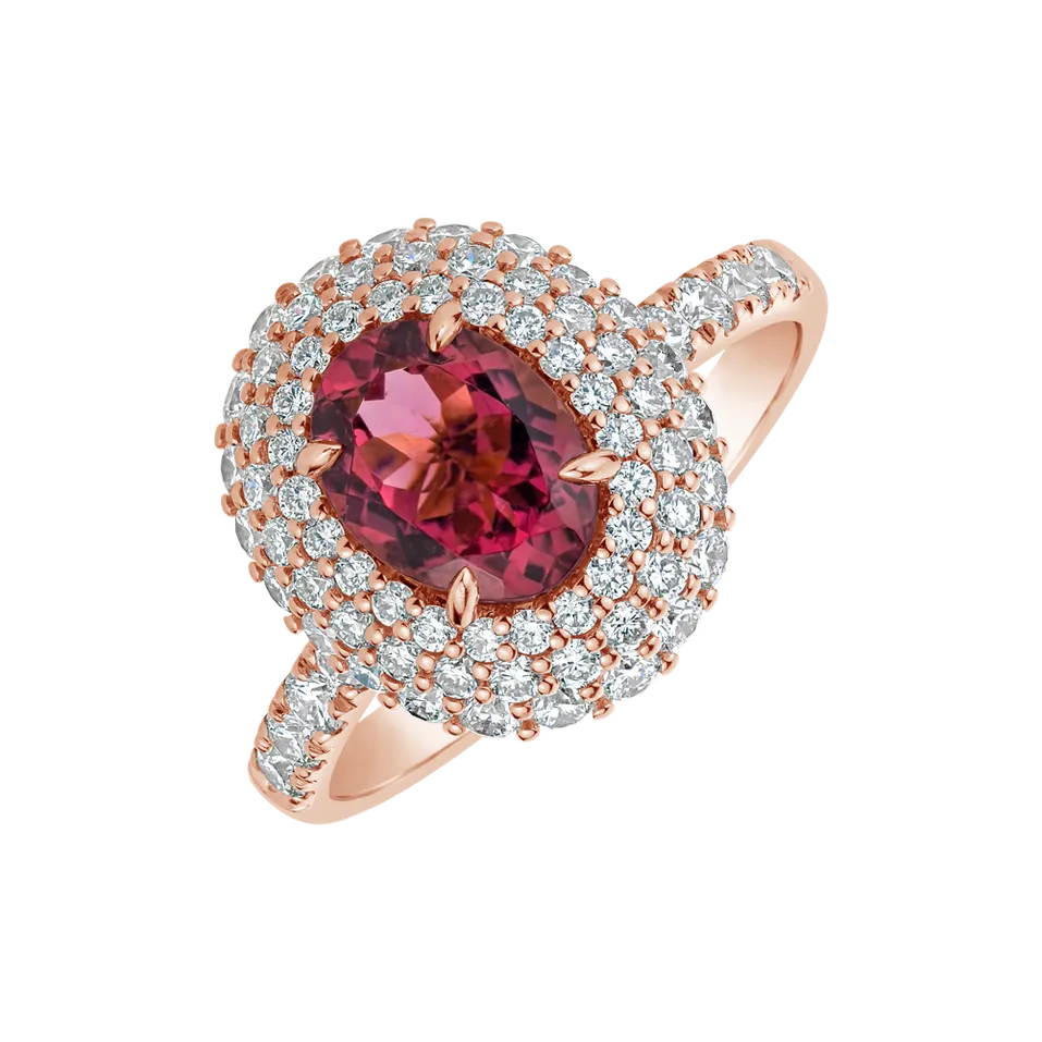 Prsteň s turmalínom a diamantmi Yolanthe