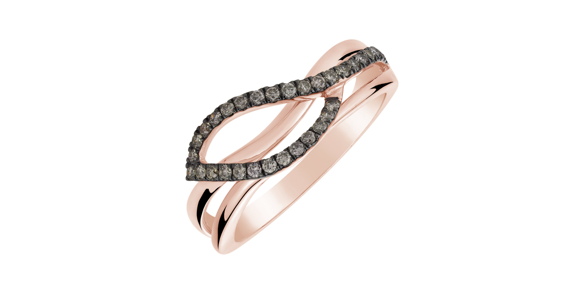 Prsteň s hnedými diamantmi Dazzling Leaf