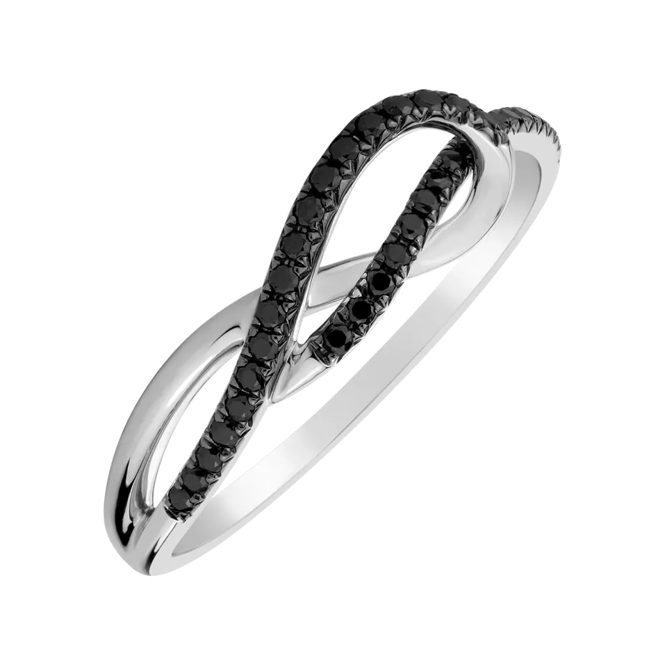 Prsteň s čiernymi diamantmi Diamond Ripple