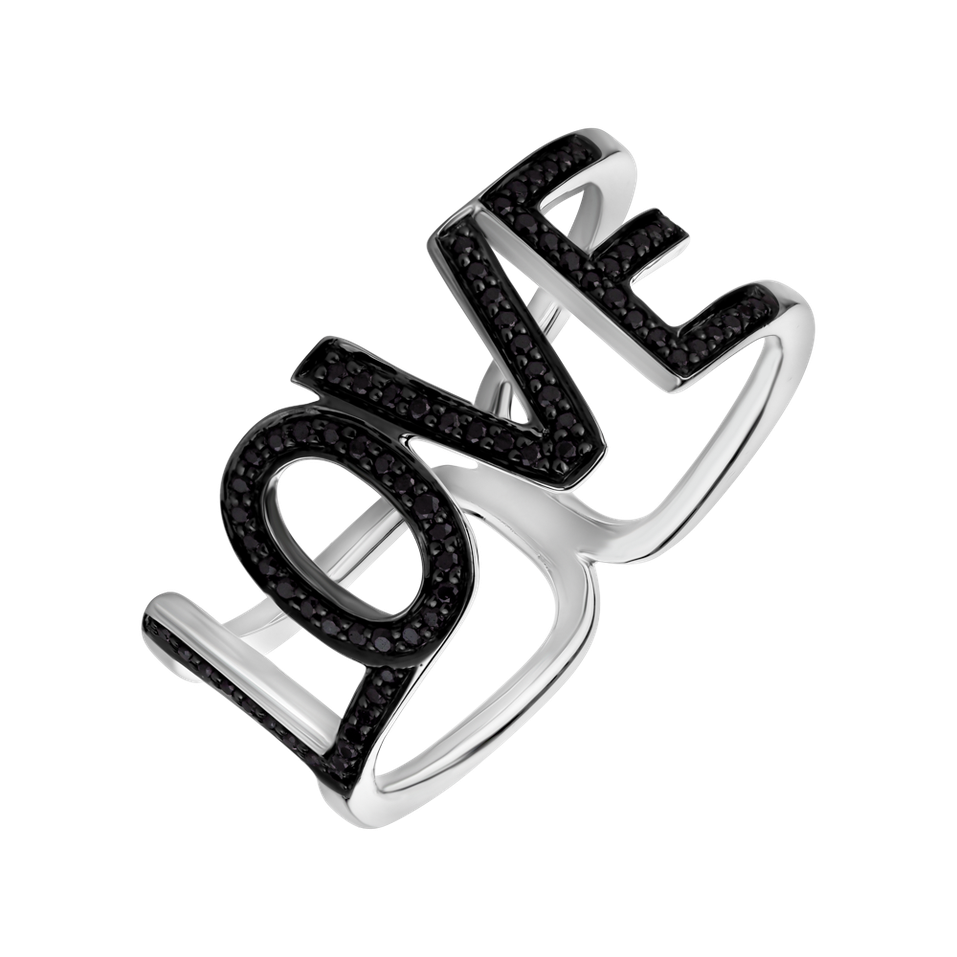 Prsteň s čiernymi diamantmi Love