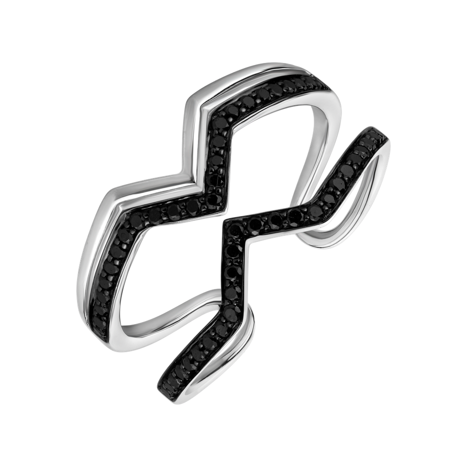 Prsteň s čiernymi diamantmi Broken Aura