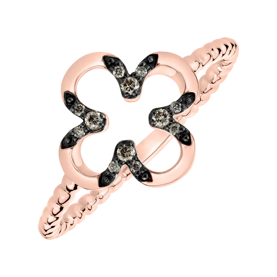 Prsteň s hnedými diamantmi Shiny Petals