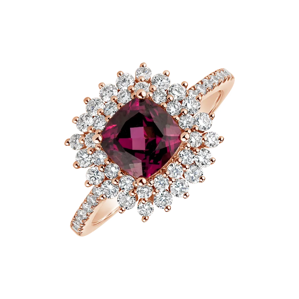 Prsteň s rhodolitom a diamantmi Elegant Passion