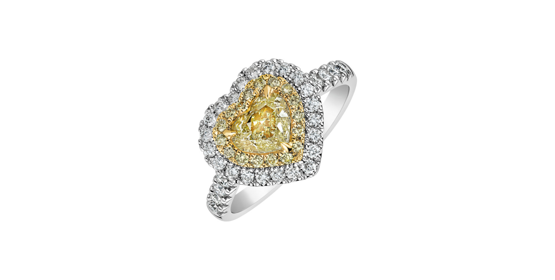 Prsteň s bielymi a žltými diamantmi Sun Love