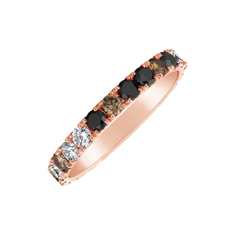 Prsteň s bielymi, hnedými a čiernymi diamantmi Eternal Promise