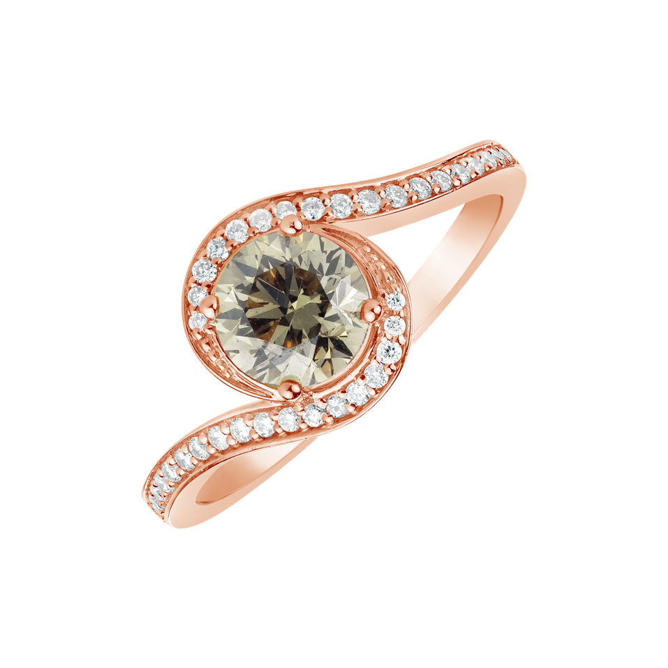 Prsteň s bielymi a hnedými diamantmi Royal Twist