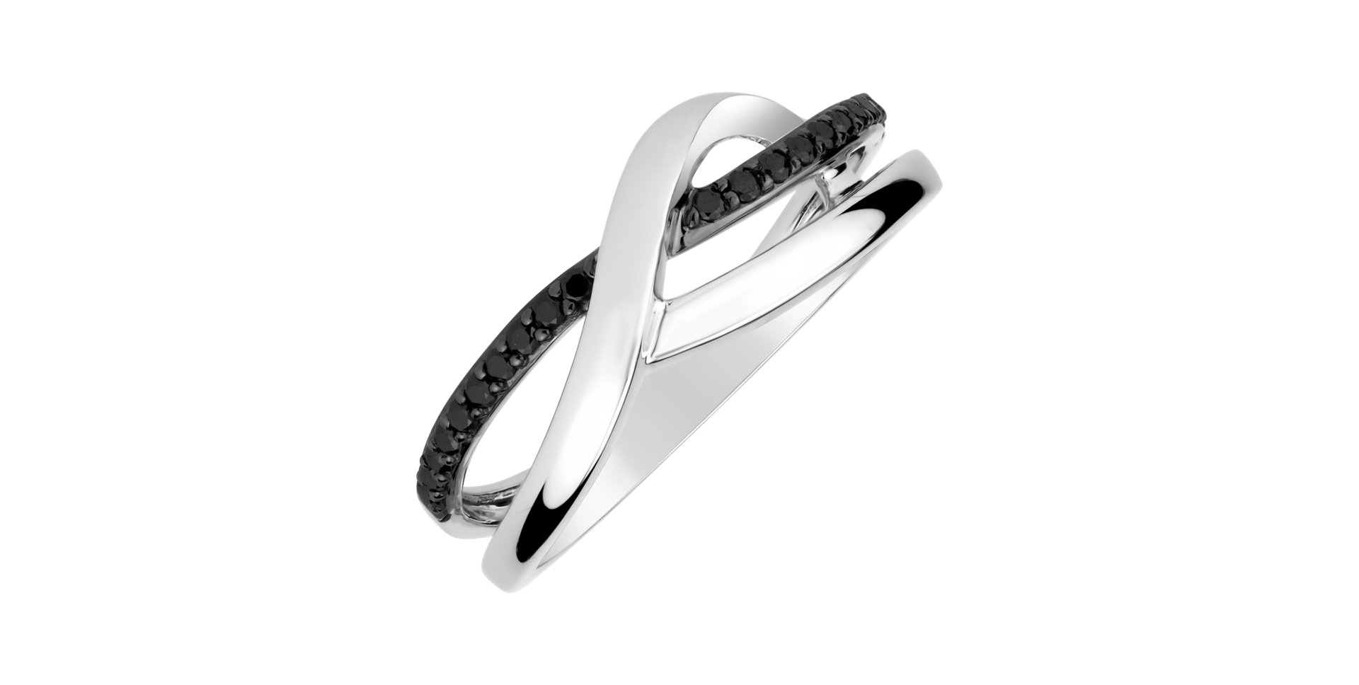 Prsteň s čiernymi diamantmi Elegant Twist