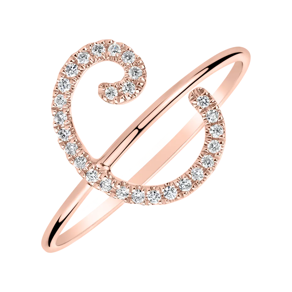 Prsteň s diamantmi Curly Glittery C