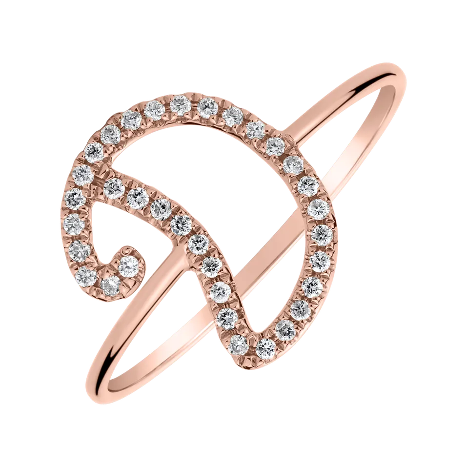 Prsteň s diamantmi Curly Glittery D