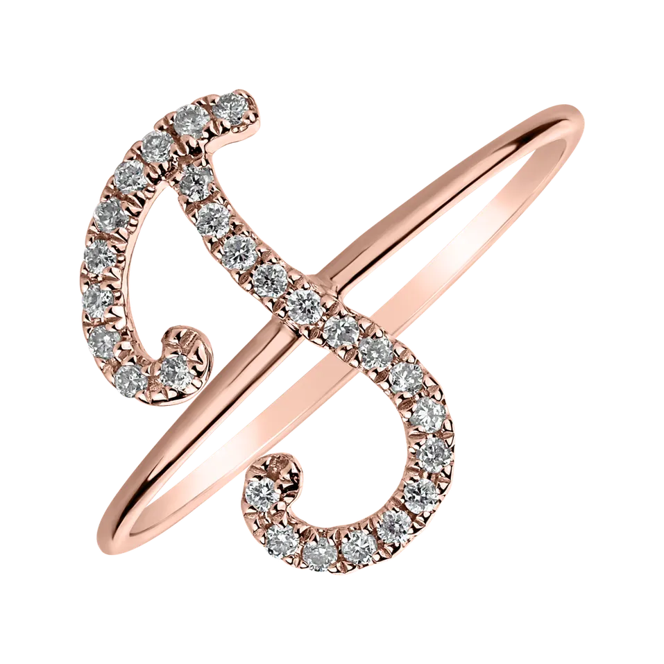 Prsteň s diamantmi Curly Glittery J