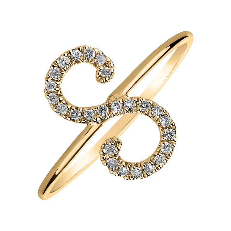 Prsteň s diamantmi Curly Glittery S