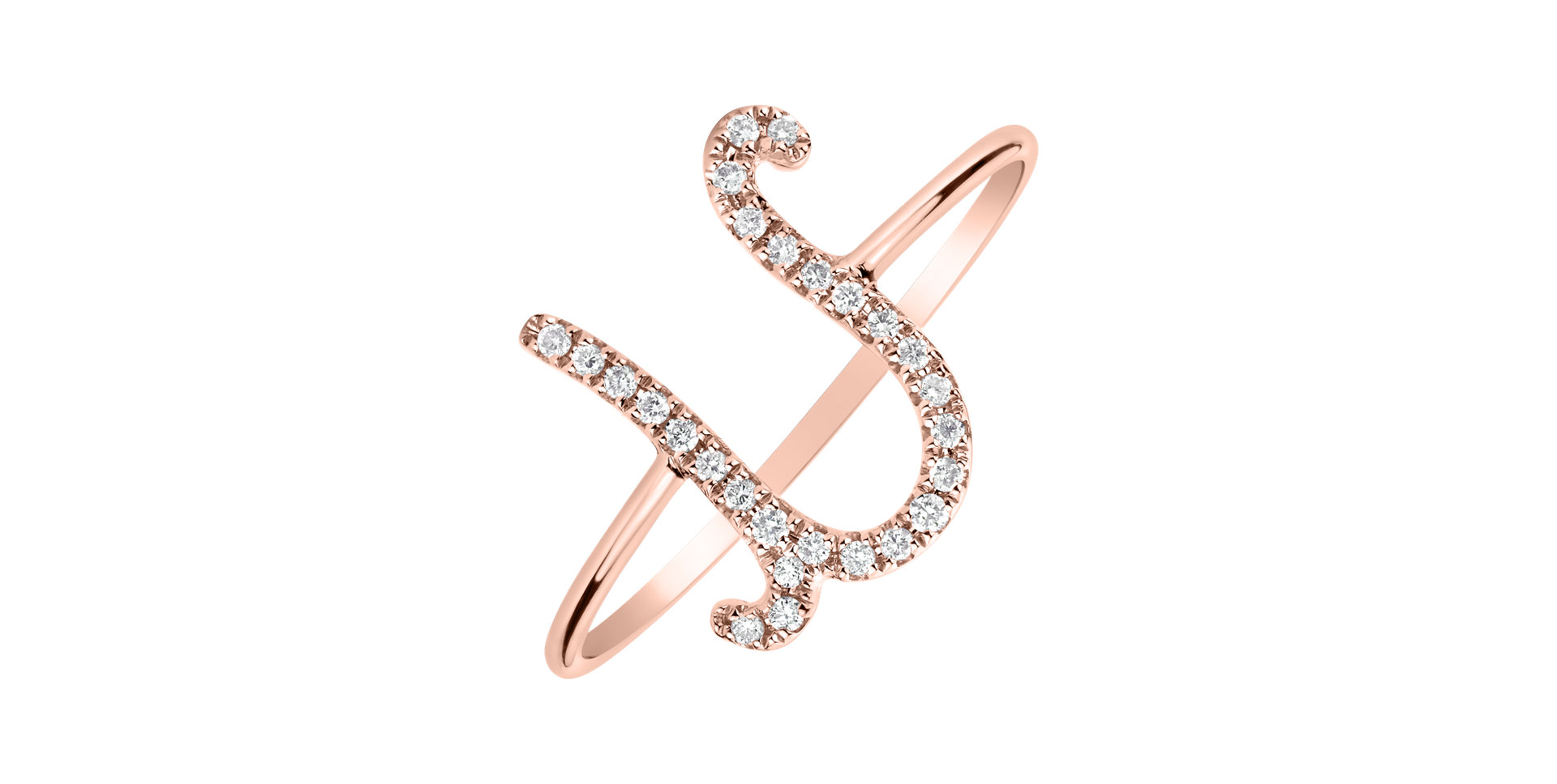 Prsteň s diamantmi Curly Glittery U