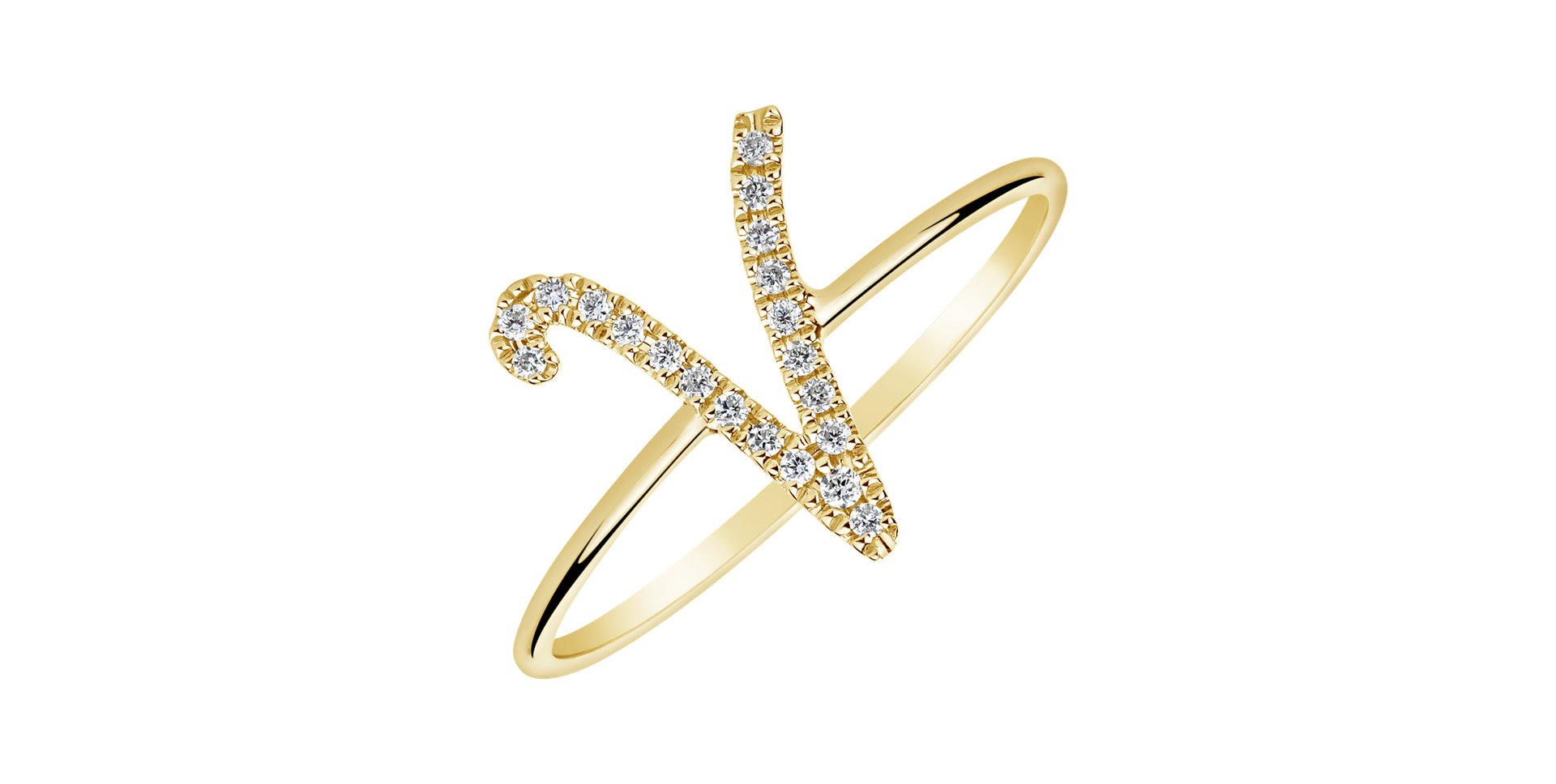 Prsteň s diamantmi Curly Glittery V