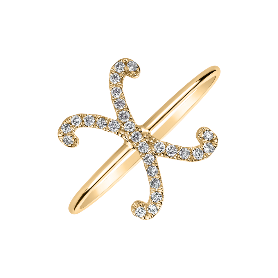 Prsteň s diamantmi Curly Glittery