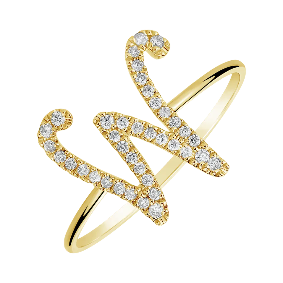 Prsteň s diamantmi Curly Glittery W