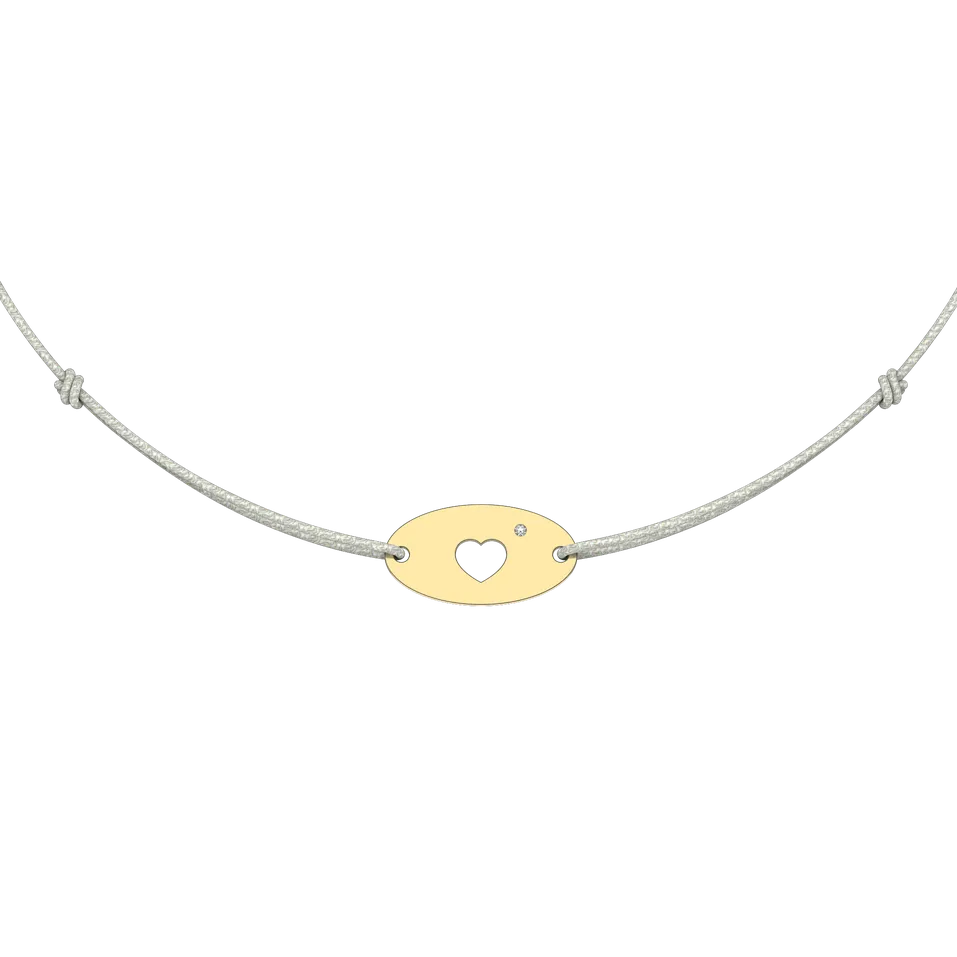Diamantový náramok so šnúrkou Gold Heart
