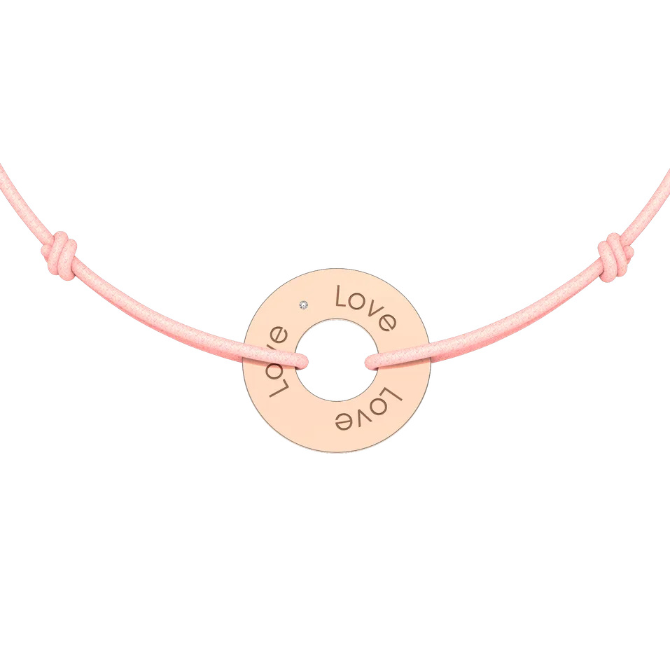 Diamantový náramok so šnúrkou Love Circle