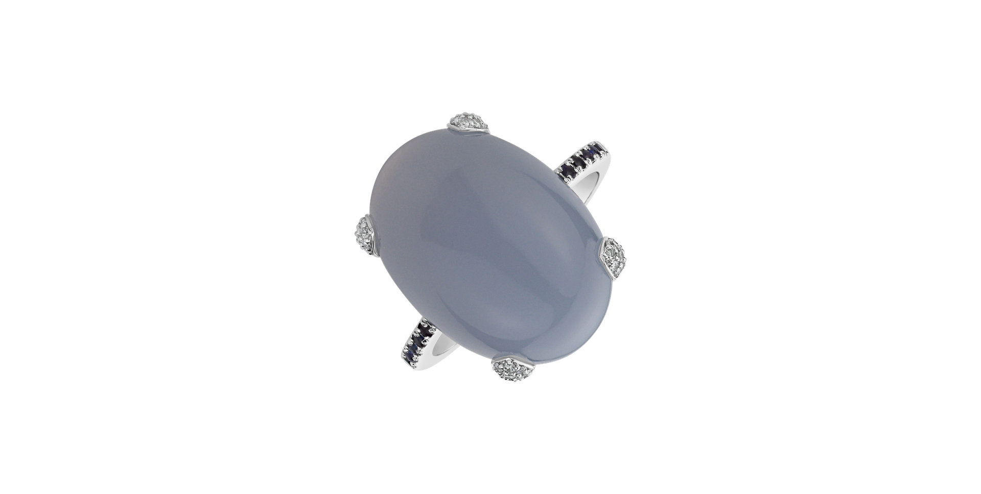 Prsteň s diamantmi, chalcedonom a zafírmi Niche