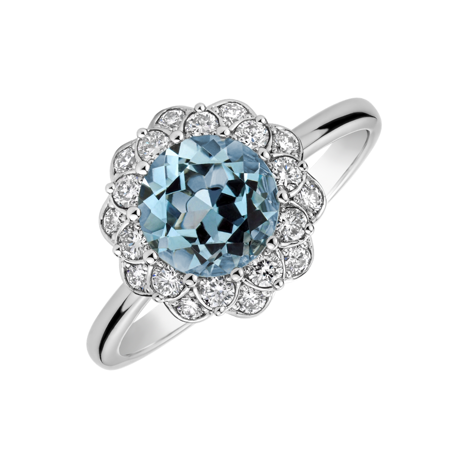 Prsteň s topásom a diamantmi Flower Joy