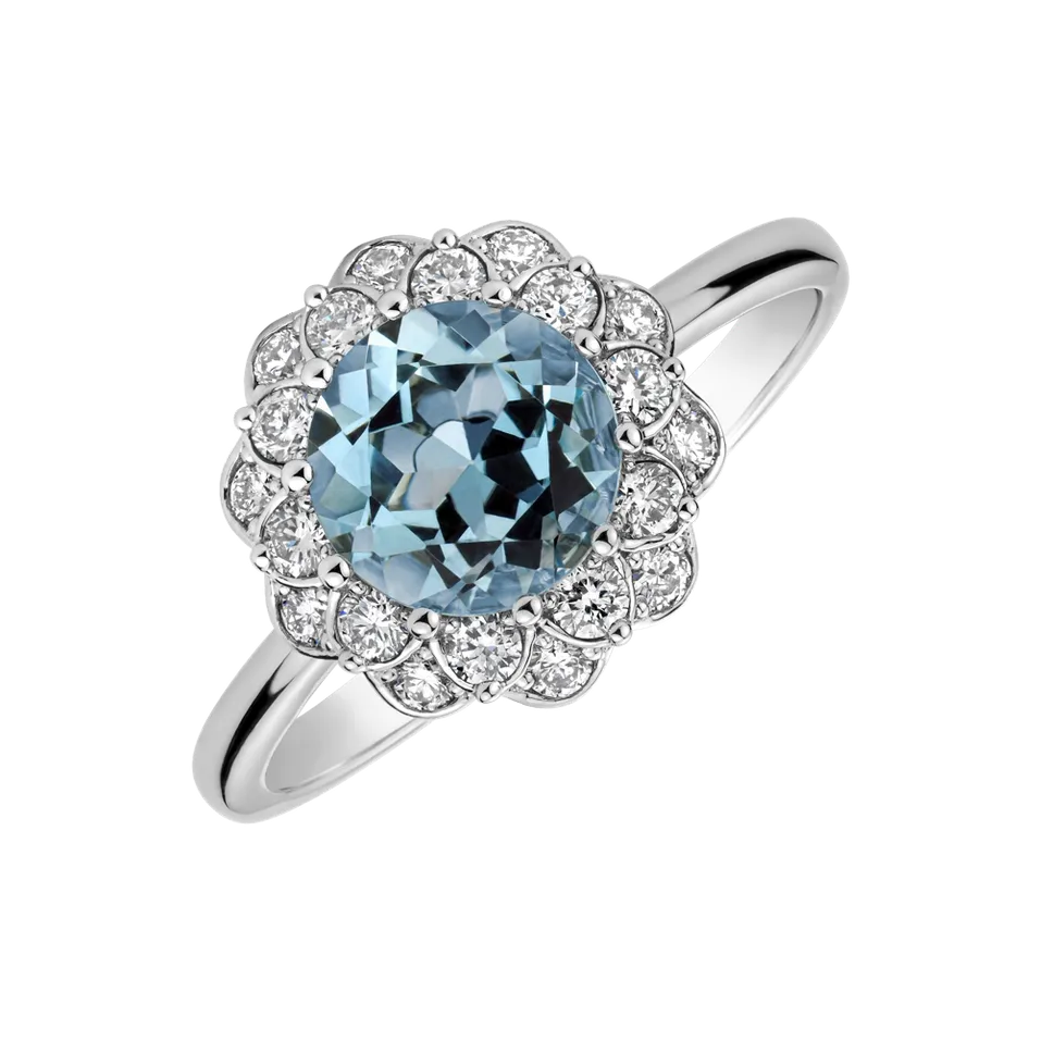 Prsteň s topásom a diamantmi Flower Joy
