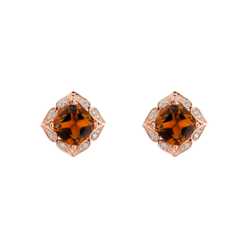 Náušnice s citrínom a diamantmi Glamourous Queen