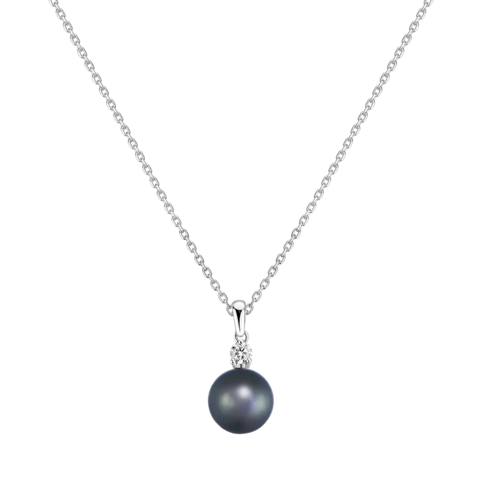 Přívěsok s perlou a diamantom Pearl Essence