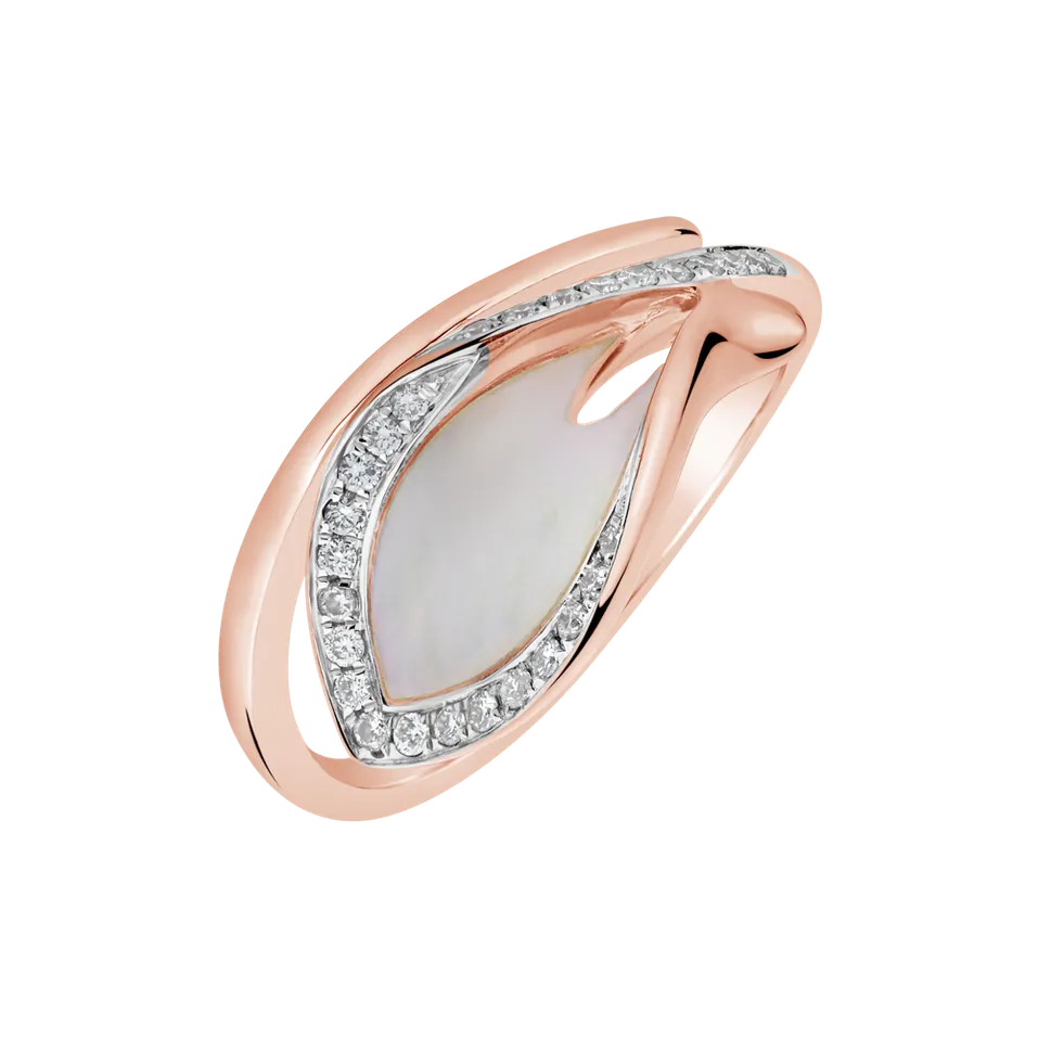 Prsteň s perleťou a diamantmi Pearl Memory