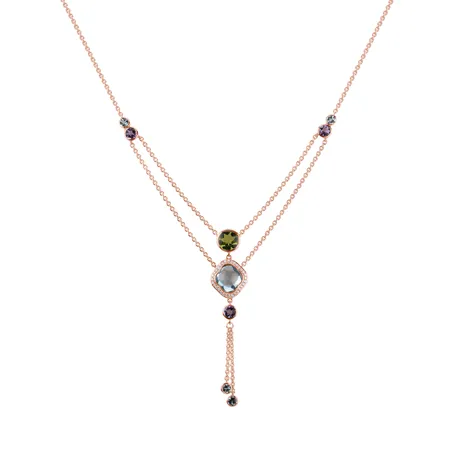 Náhrdelník s diamantmi, topásmi, ametystmi a peridotmi Witching Andromeda