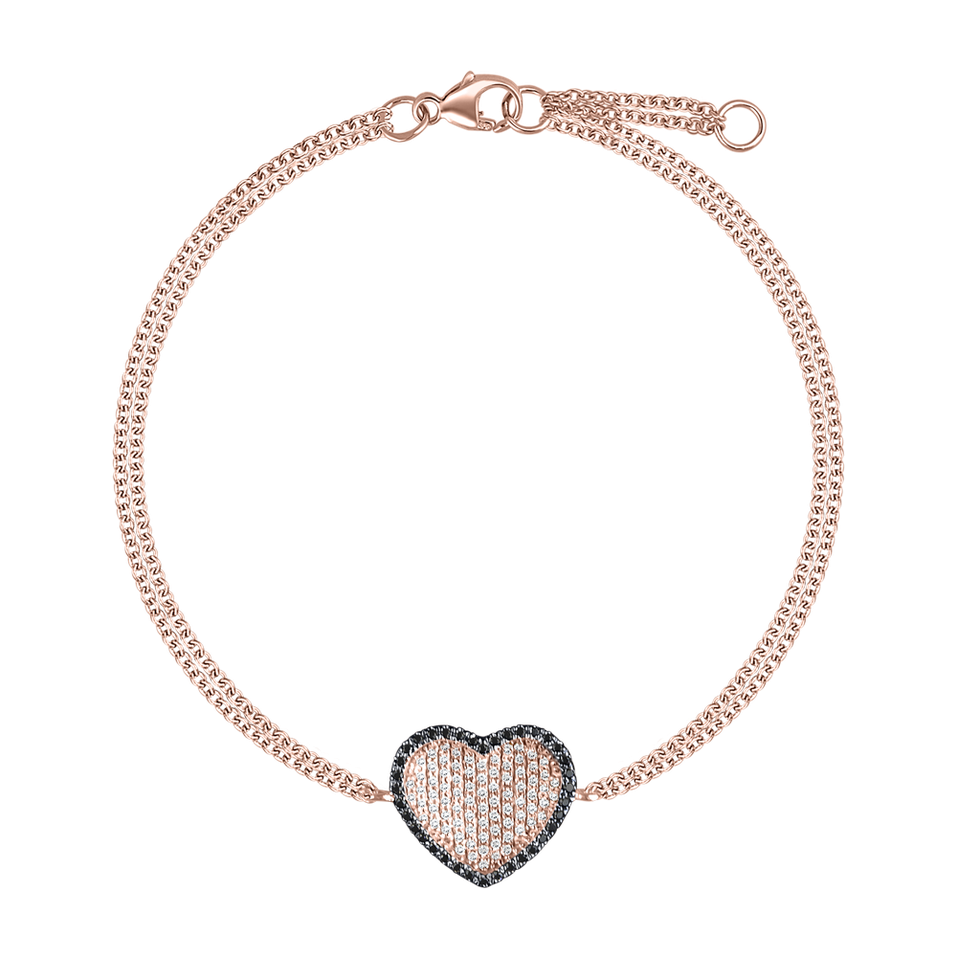 Náramok s bielymi a čiernymi diamantmi Love Dimension