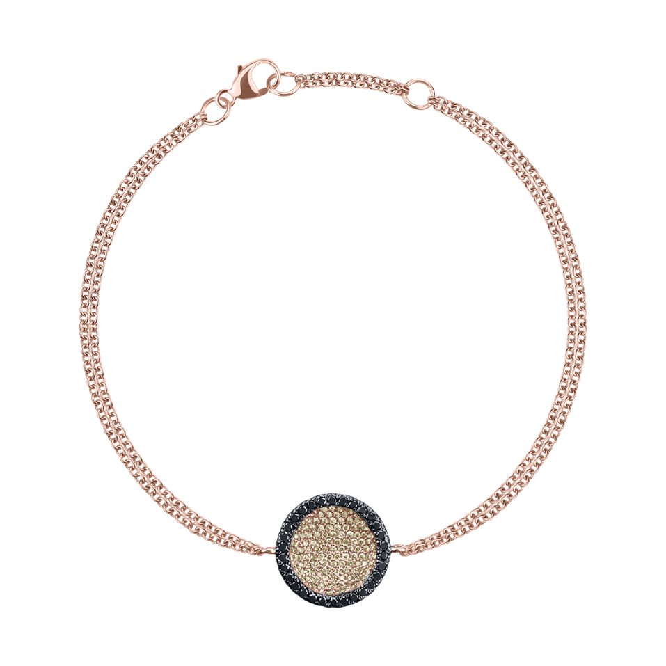 Náramok s bielymi, hnedými a čiernymi diamantmi Dreamy Planet