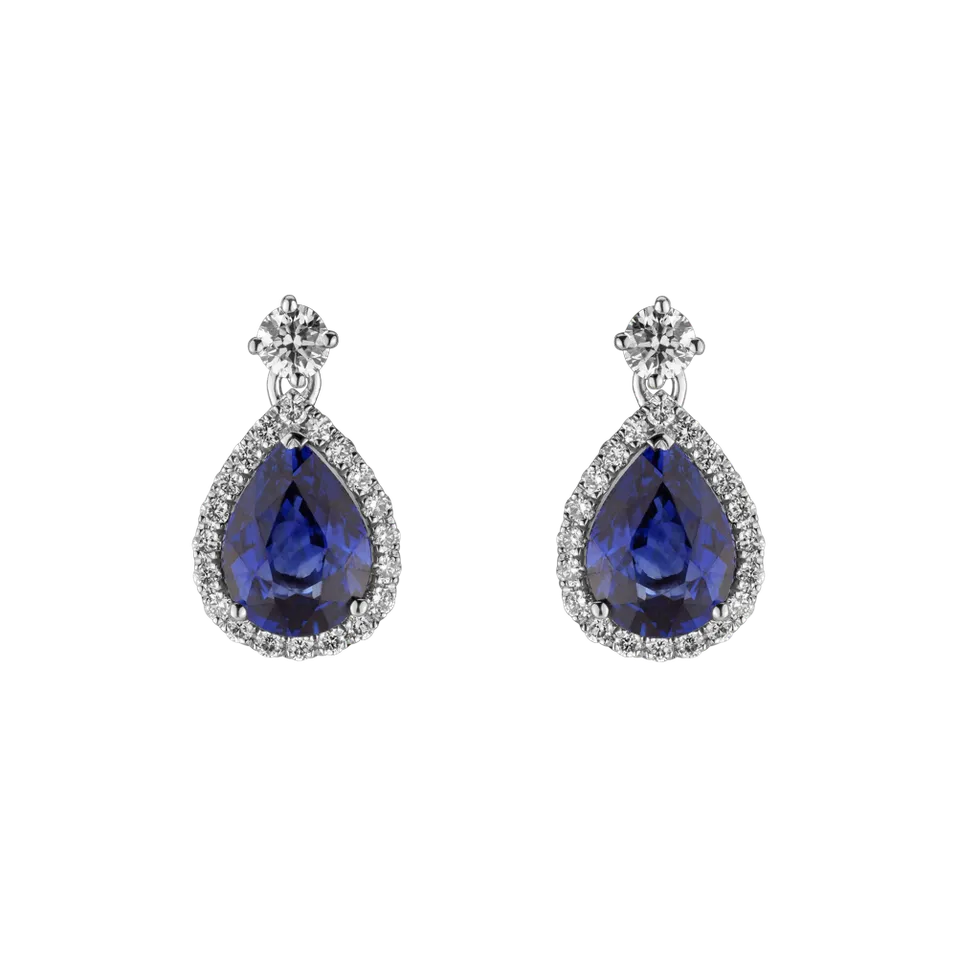 Náušnice s zafírom a diamantmi Shine Secret