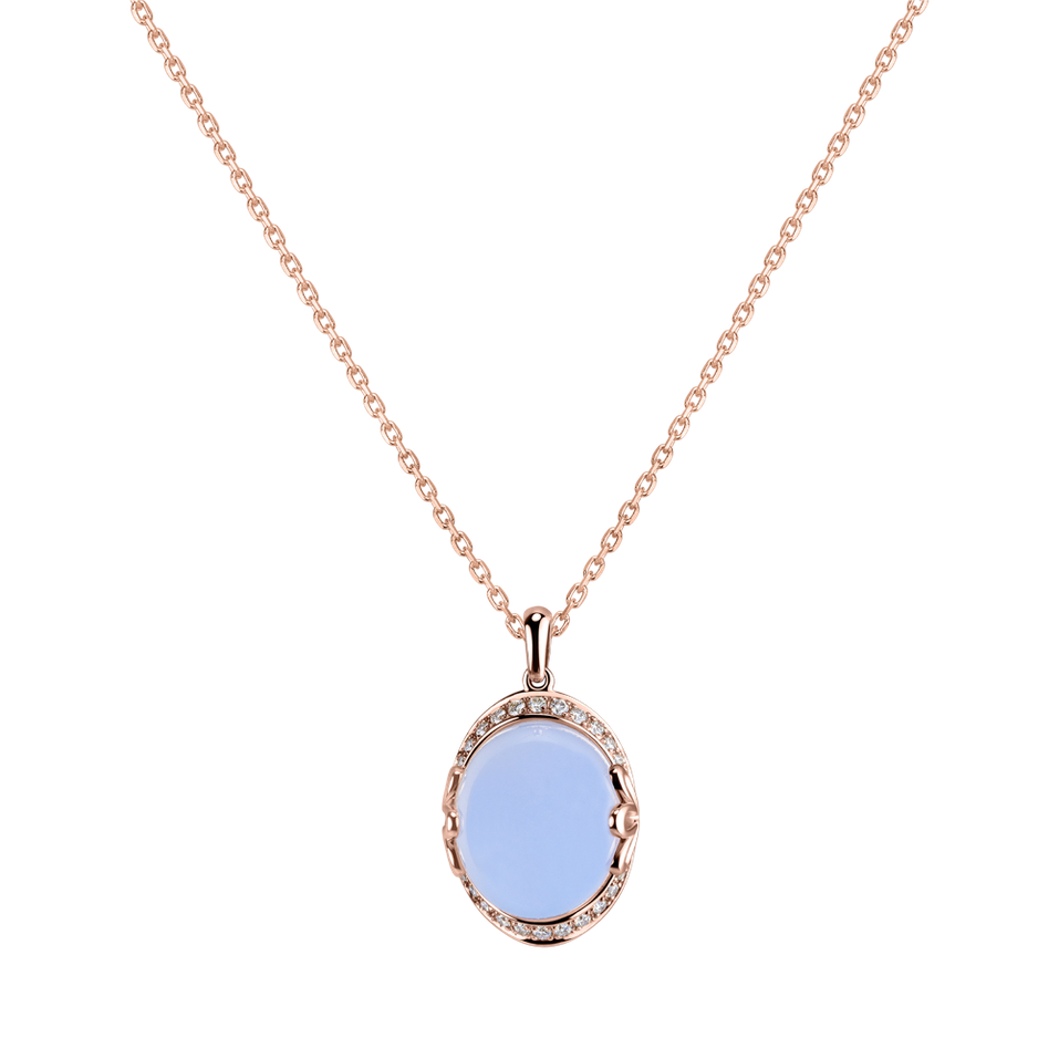 Přívěsok s chalcedonom a diamantmi Mystique