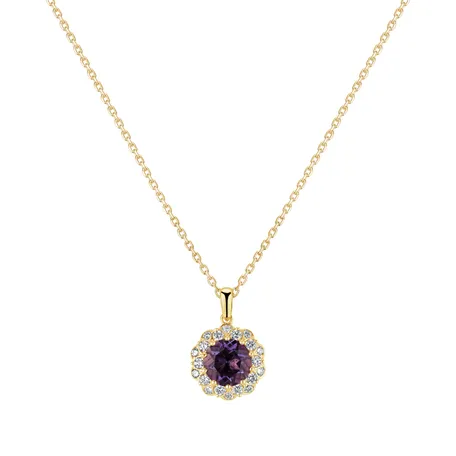 Přívěsok s ametystom a diamantmi Princess Bloom