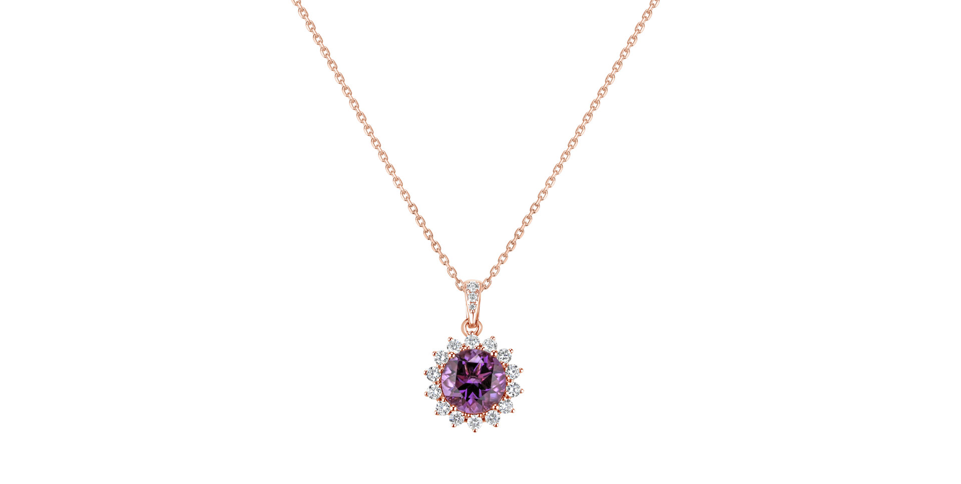 Přívěsok s ametystom a diamantmi Princess Spark