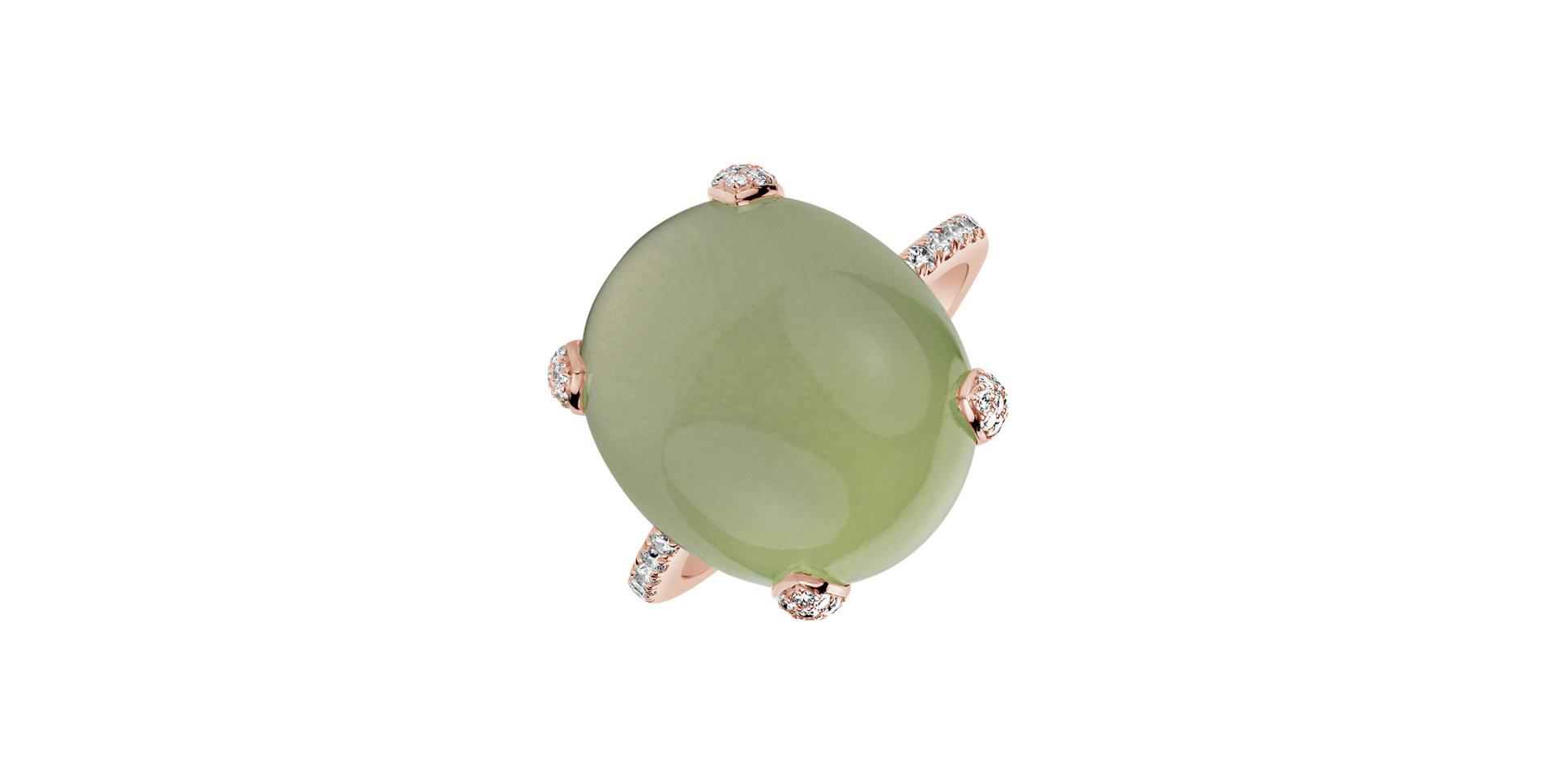 Prsteň s prehnitom a diamantmi Niche