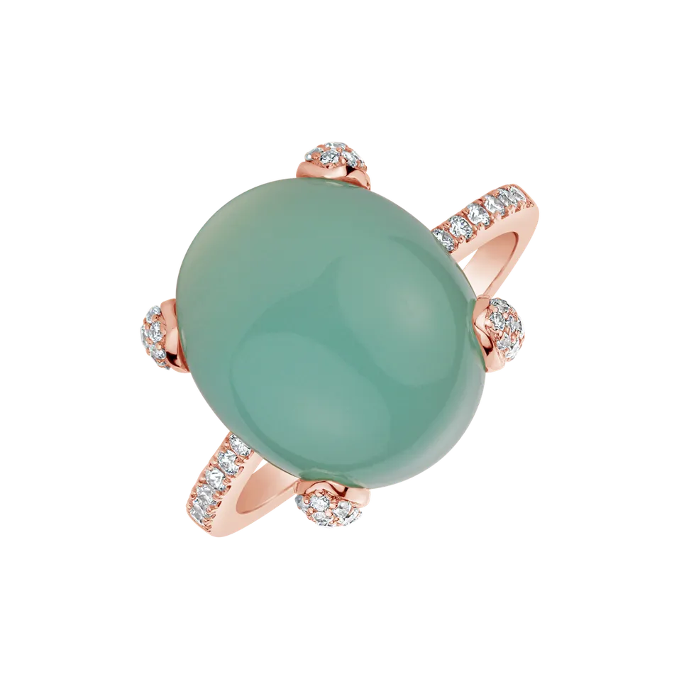 Prsteň s chalcedonom a diamantmi Niche