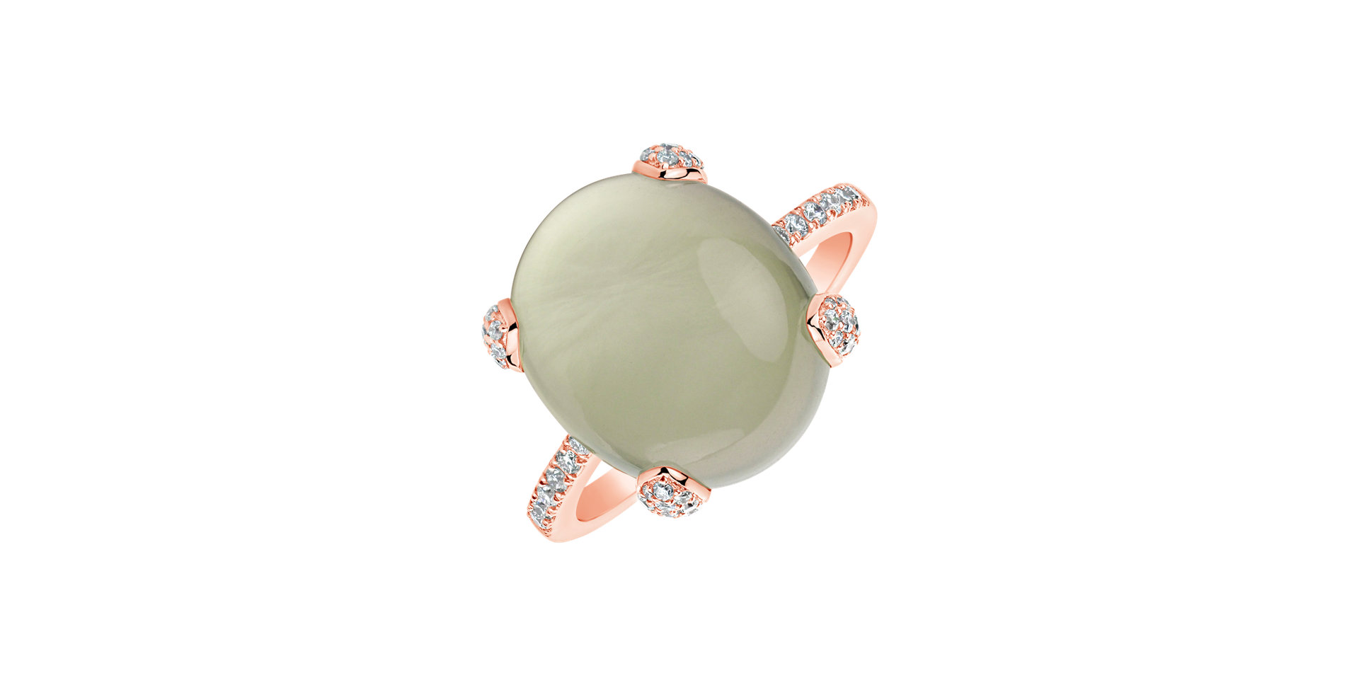 Prsteň s prehnitom a diamantmi Niche