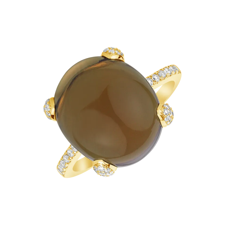Prsteň s quartzom a diamantmi Niche