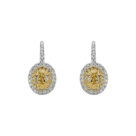 Náušnice s bielymi a žltými diamantmi Glossy Sun