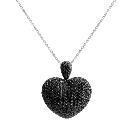 Přívěsok s čiernymi diamantmi Heart Brilliance