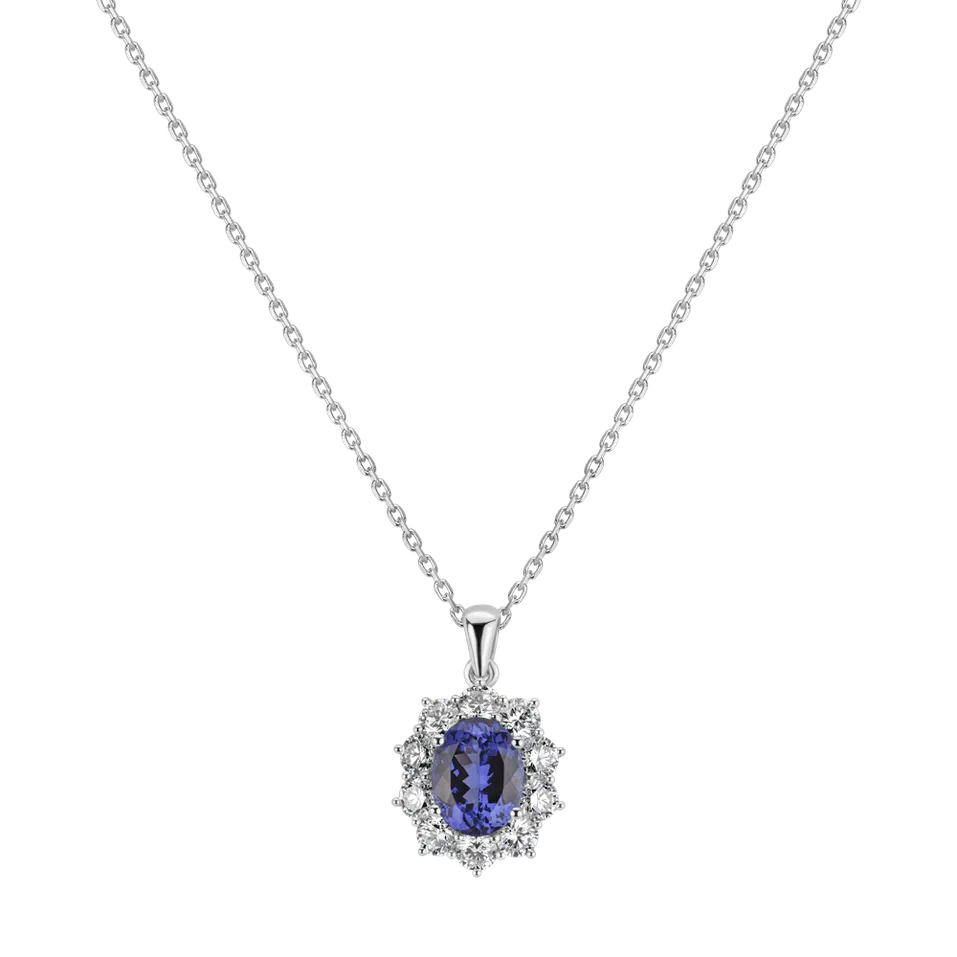 Přívěsok s tanzanitom a diamantmi Goddess Elegance